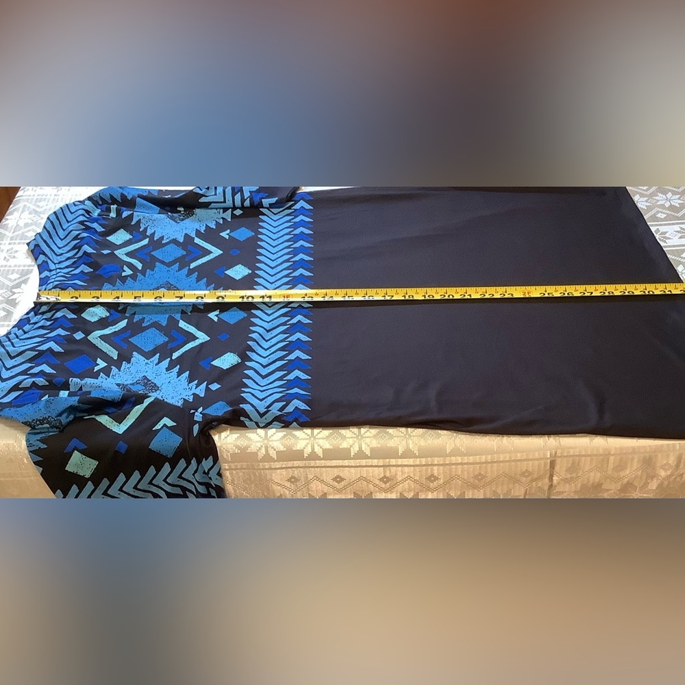 NANU Tunic Women’s 1X Long Sleeve Abstract Pattern Black/Blue - Picture 10 of 12